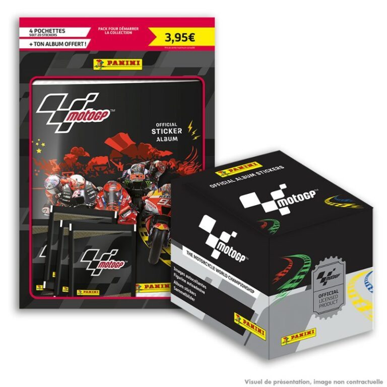 Panini Moto GP 2023 Stickers Boîte Métal 10 Pochettes + 3 Cartes Edition Limitée